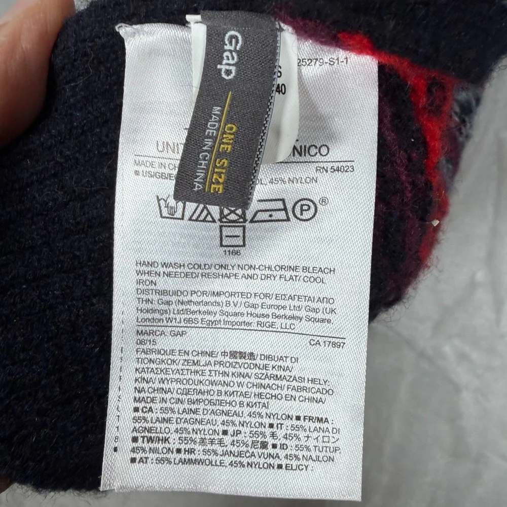 Gap Lambswool Fair Isle Scarf Multicolor Navy Wool/Nylon Blend‎ Scandinavian